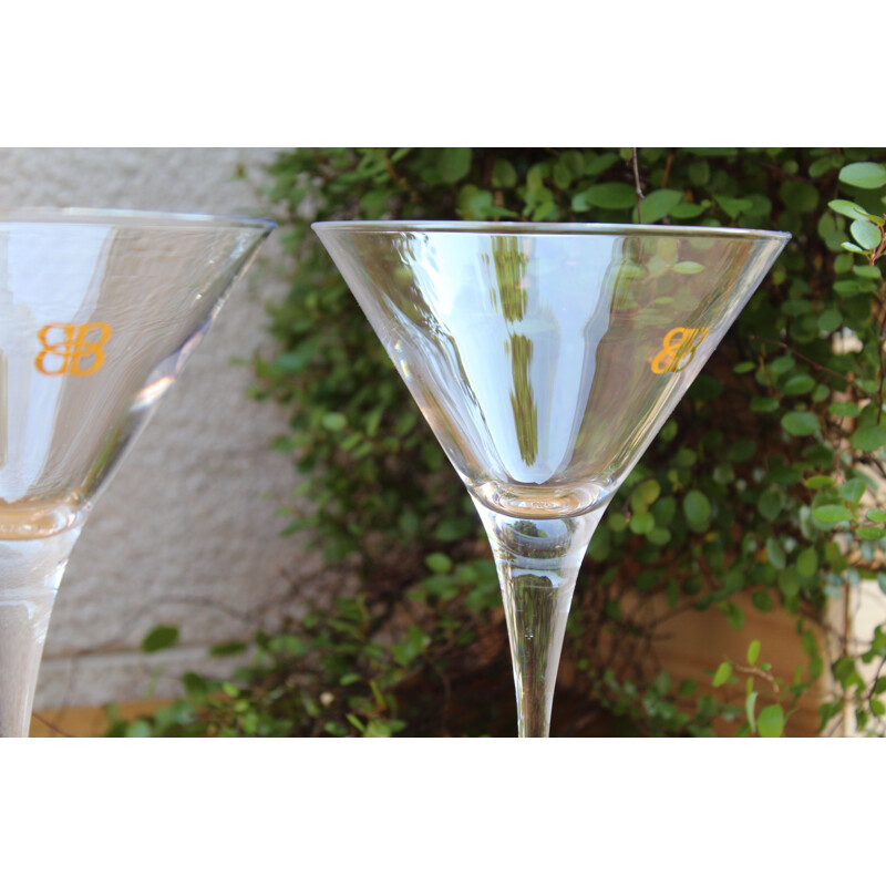 Set of 6 vintage Martini Glasses  Gold Writing 1970s