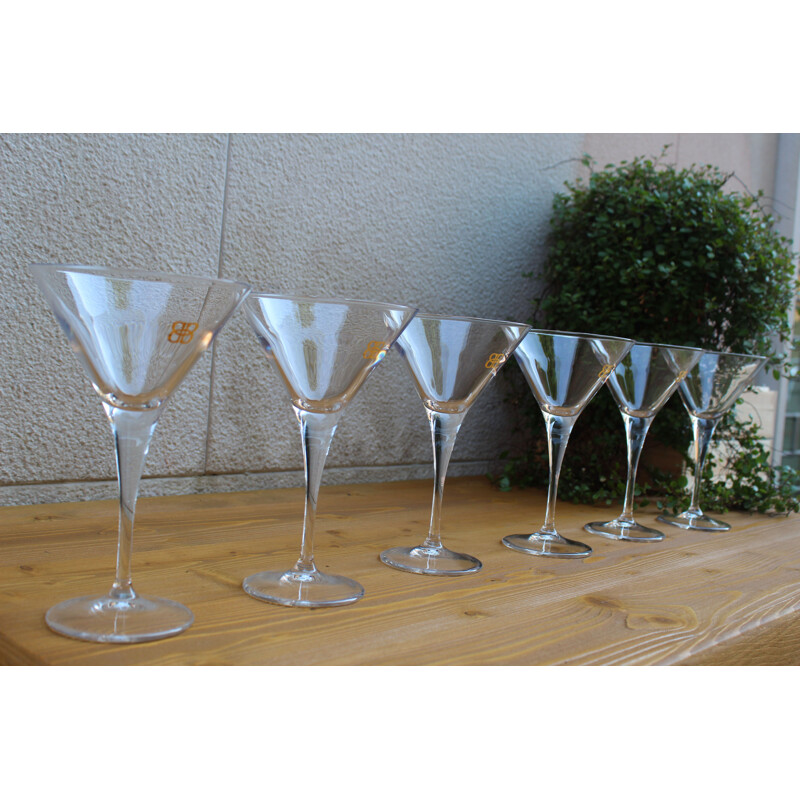 Set of 6 vintage Martini Glasses  Gold Writing 1970s