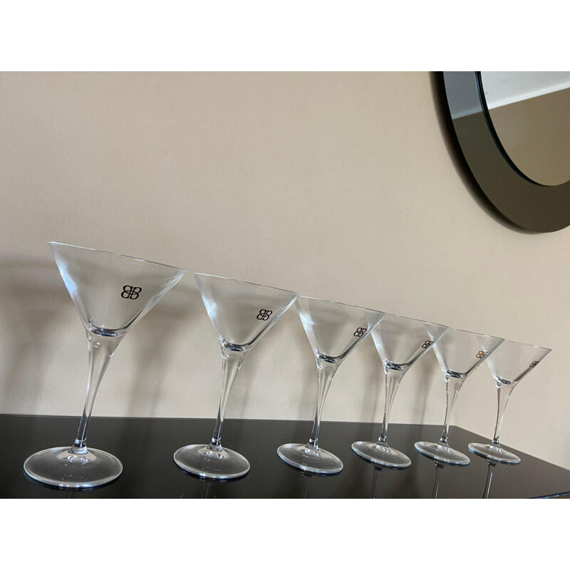 Set of 6 vintage Martini Glasses  Gold Writing 1970s