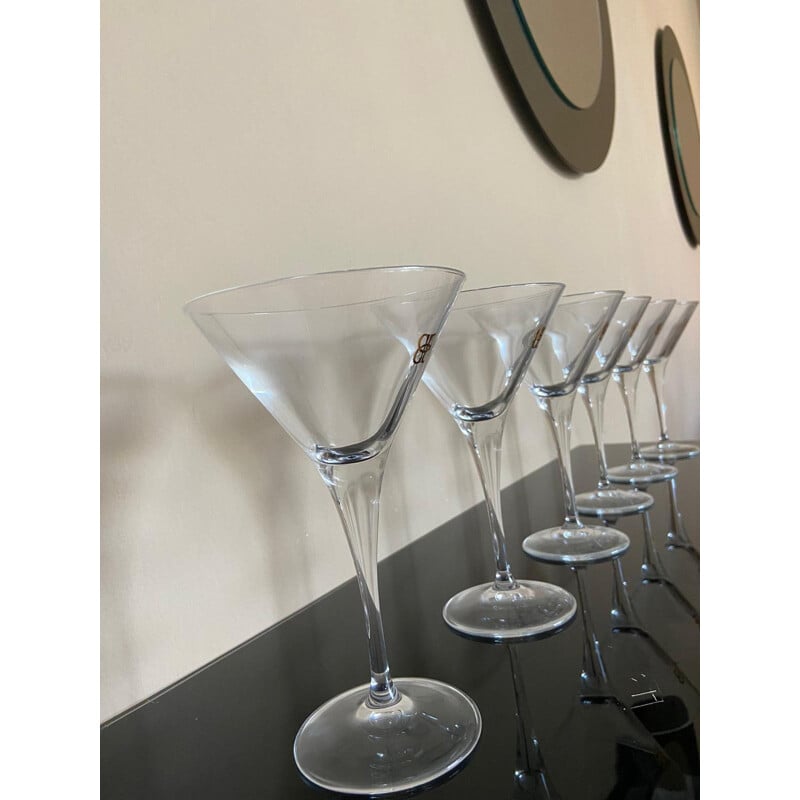 Set of 6 vintage Martini Glasses  Gold Writing 1970s