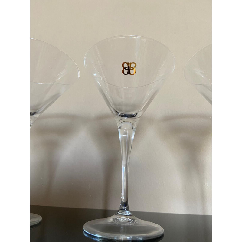 Set of 6 vintage Martini Glasses  Gold Writing 1970s