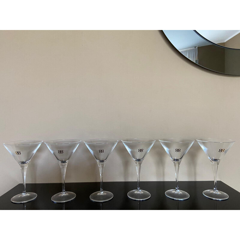 Set of 6 vintage Martini Glasses  Gold Writing 1970s