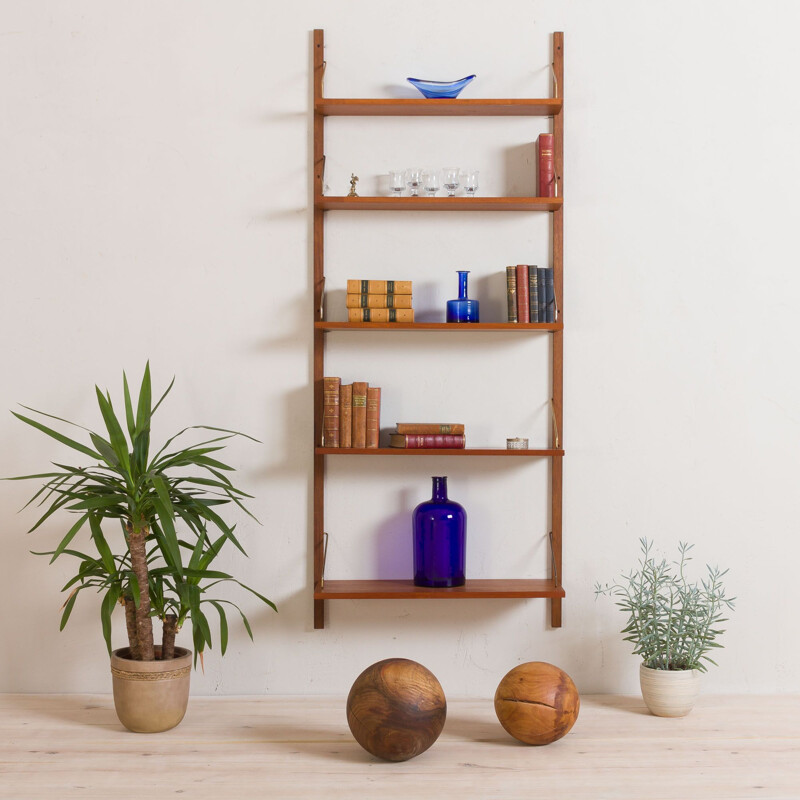 Vintage wall unit shelving with 5 shelves,Poul Cadovius Denmark, 1960s