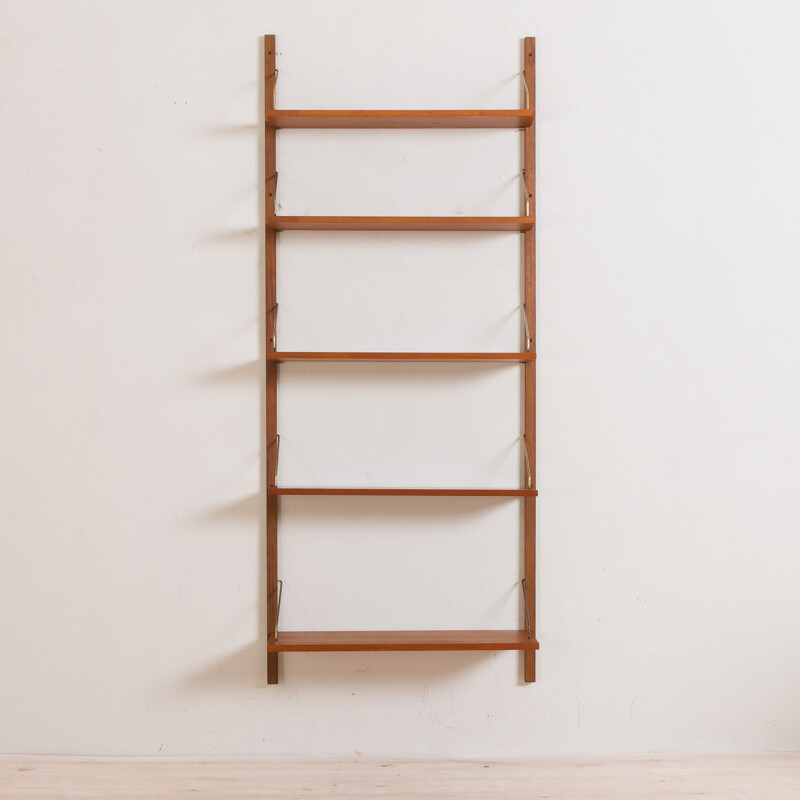 Vintage wall unit shelving with 5 shelves,Poul Cadovius Denmark, 1960s