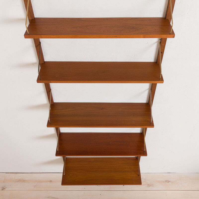 Vintage wall unit shelving with 5 shelves,Poul Cadovius Denmark, 1960s