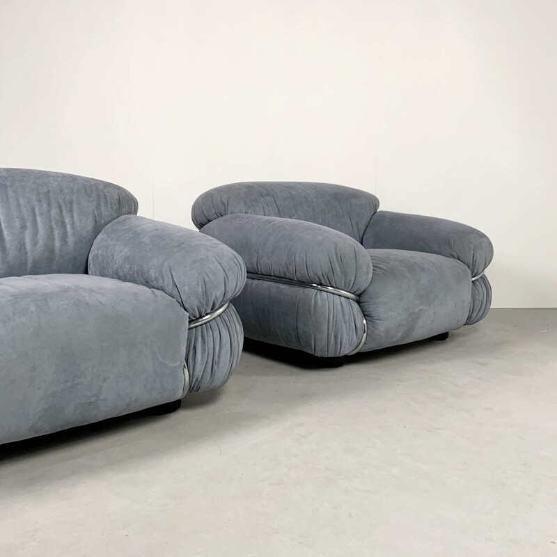 Pair of vintage Sesann Lounge Chairs by Gianfranco Frattini for Cassina, 1970s