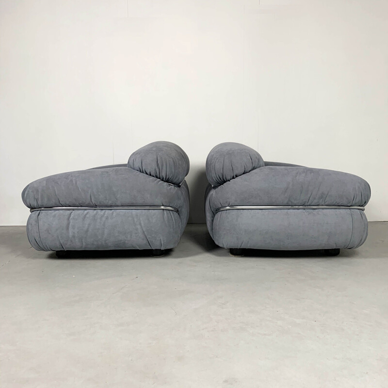Pair of vintage Sesann Lounge Chairs by Gianfranco Frattini for Cassina, 1970s