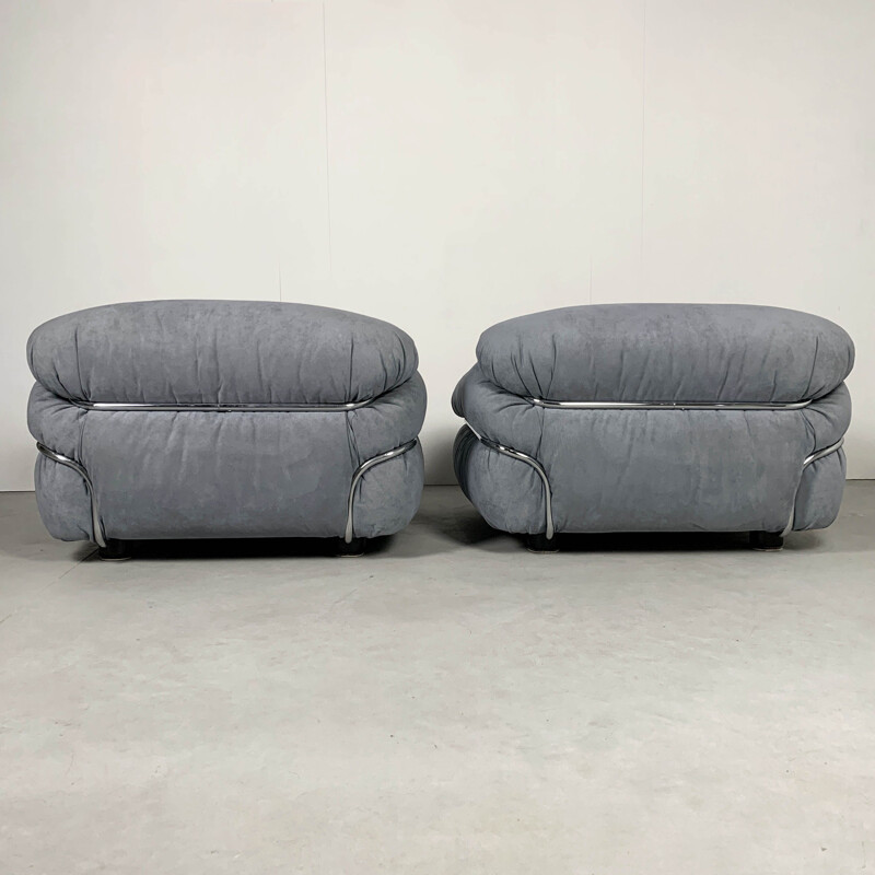 Pair of vintage Sesann Lounge Chairs by Gianfranco Frattini for Cassina, 1970s
