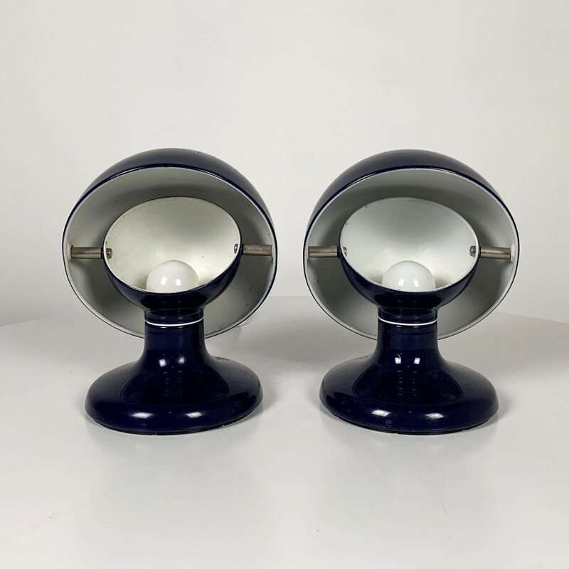 Pair of vintage Dark Blue Jucker 147 Table Lamps by Tobia & Afra Scarpa for Flos, 1960s