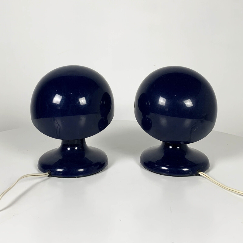 Pair of vintage Dark Blue Jucker 147 Table Lamps by Tobia & Afra Scarpa for Flos, 1960s