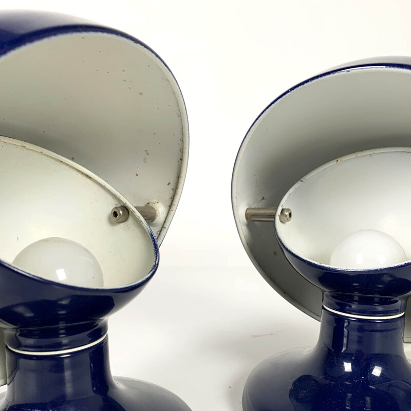 Pair of vintage Dark Blue Jucker 147 Table Lamps by Tobia & Afra Scarpa for Flos, 1960s