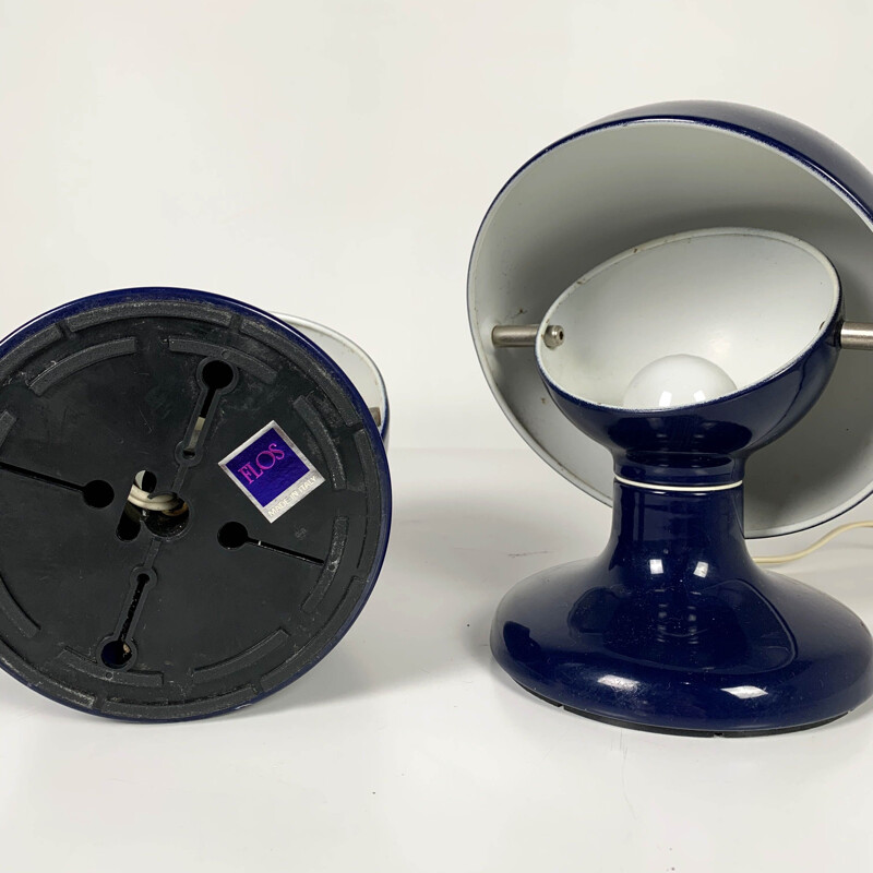 Pair of vintage Dark Blue Jucker 147 Table Lamps by Tobia & Afra Scarpa for Flos, 1960s