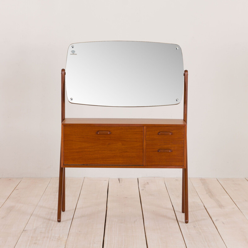 Vintage Teak Y-Leg Vanity with adjustable Mirror by Olholm Mobler Danish 1960s
