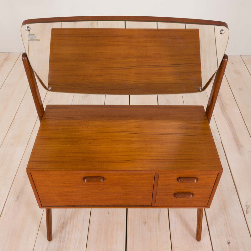 Vintage Teak Y-Leg Vanity with adjustable Mirror by Olholm Mobler Danish 1960s