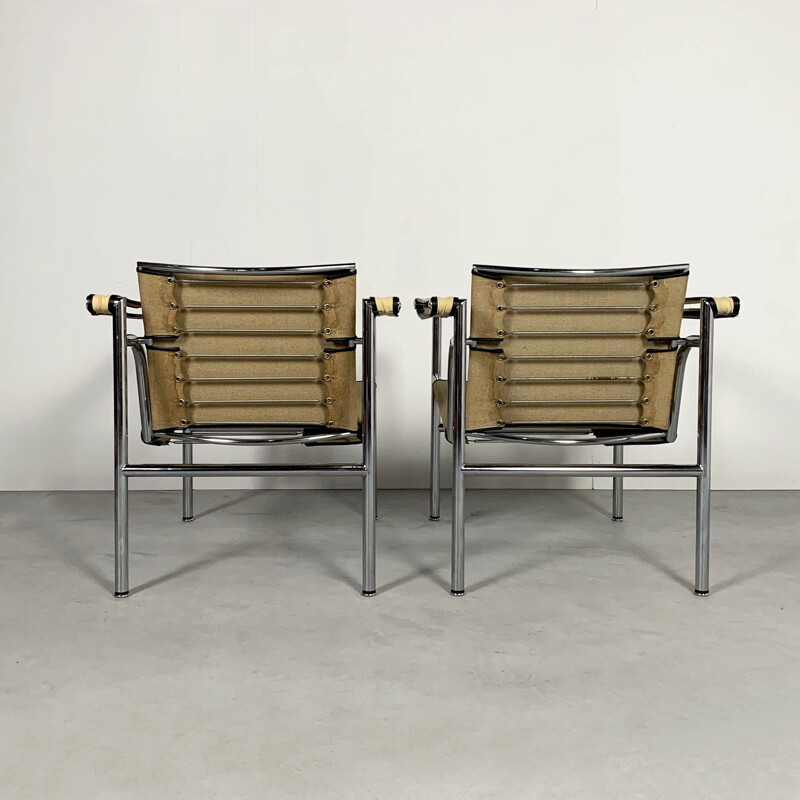 Paire de fauteuils vintage Beige LC1 de Le Corbusier pour Cassina, 1970