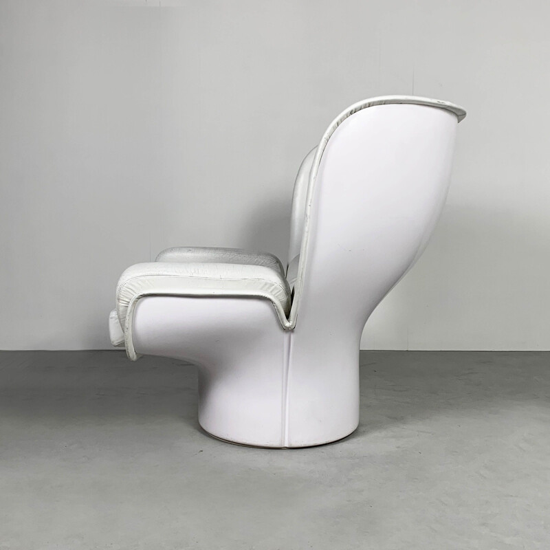 Fauteuil lounge Vintage White Elda par Joe Colombo pour le confort, 1960