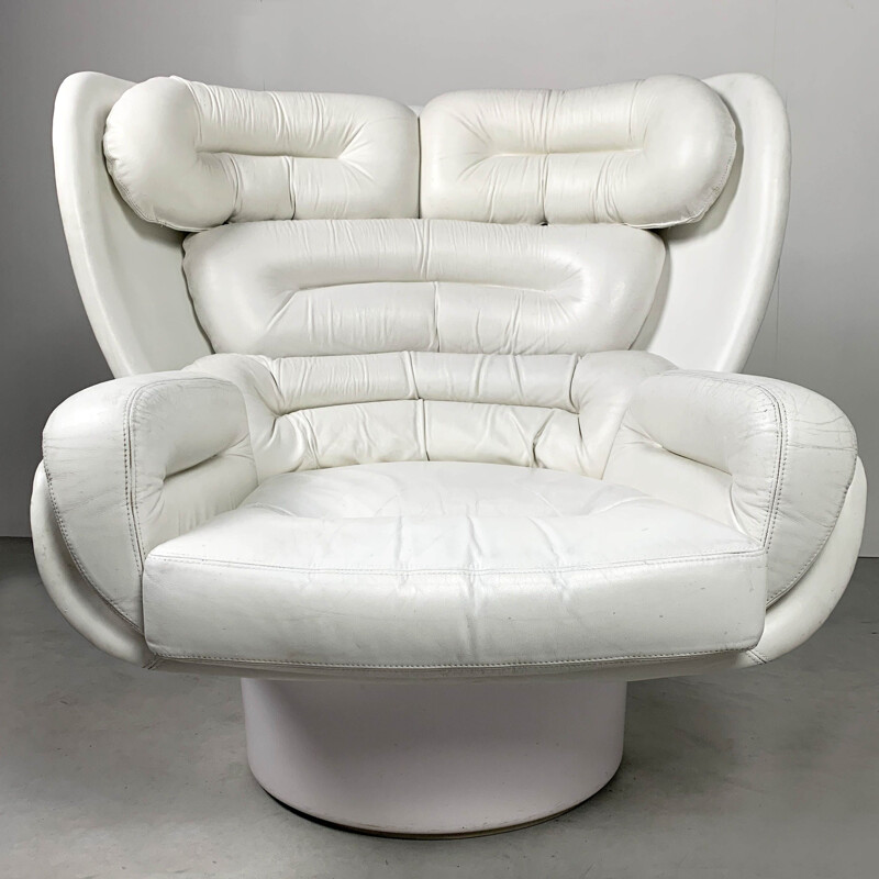 Fauteuil lounge Vintage White Elda par Joe Colombo pour le confort, 1960
