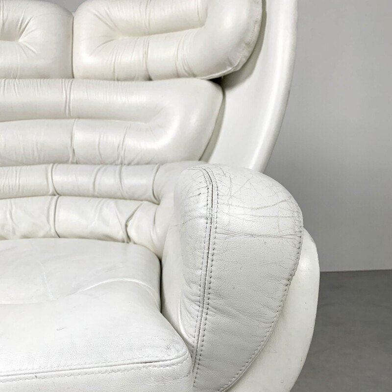 Fauteuil lounge Vintage White Elda par Joe Colombo pour le confort, 1960