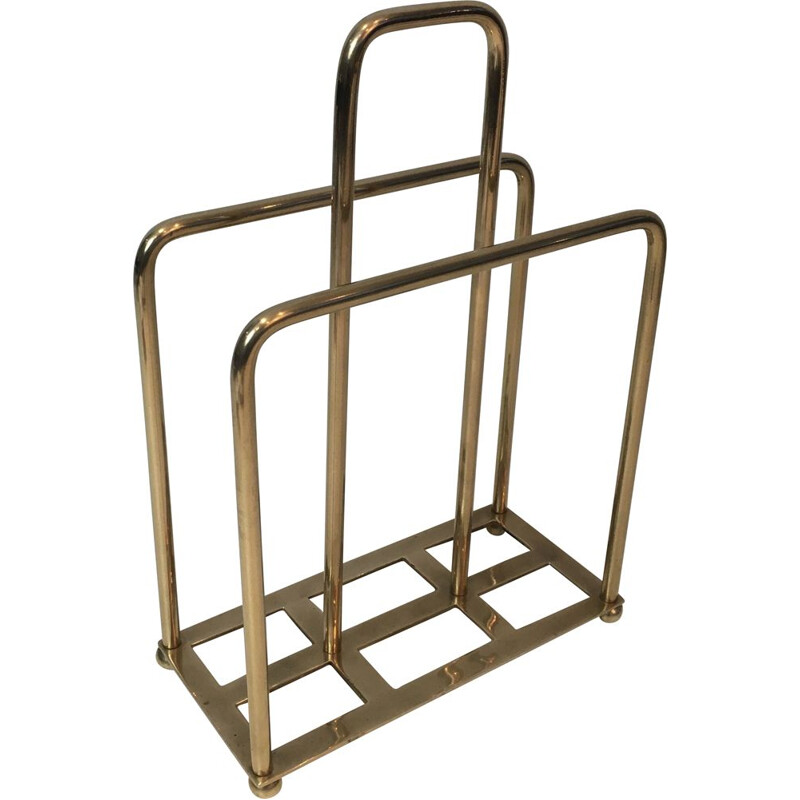 Vintage Brass Magazine Holder Modernist 1940