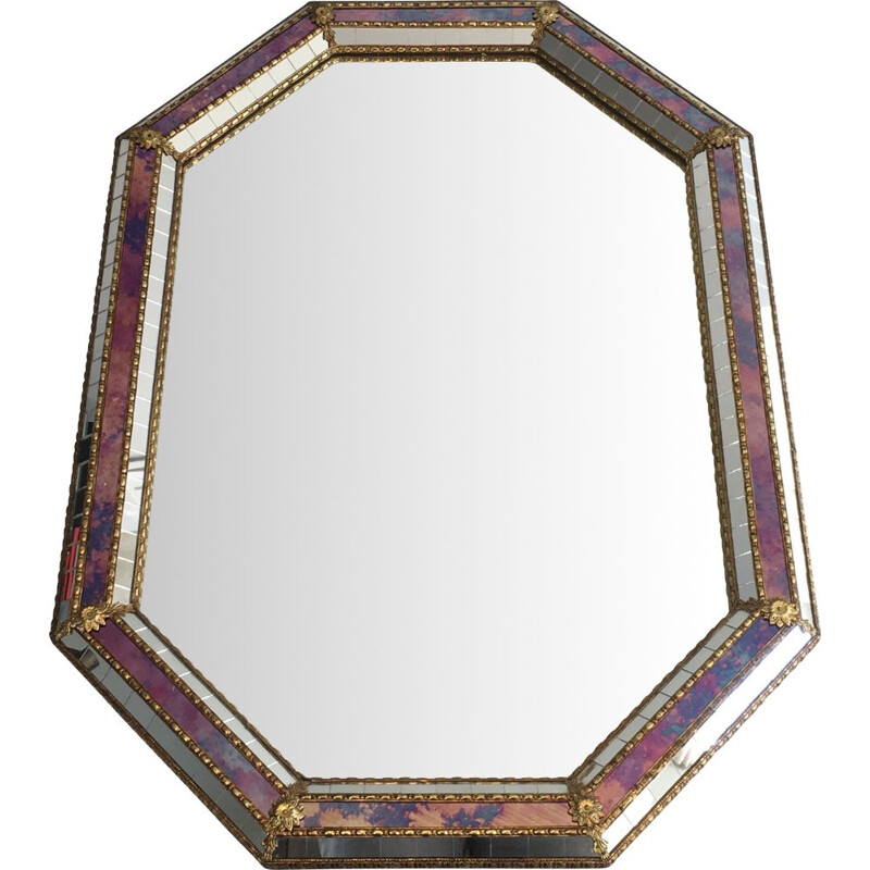 Vintage Octogonal mirror multi-facet 1970