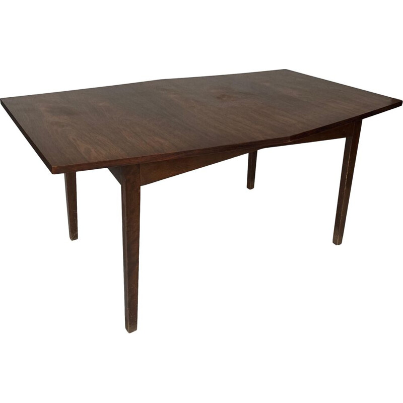 Vintage hexagonal rosewood dining table Scandinavian 1960