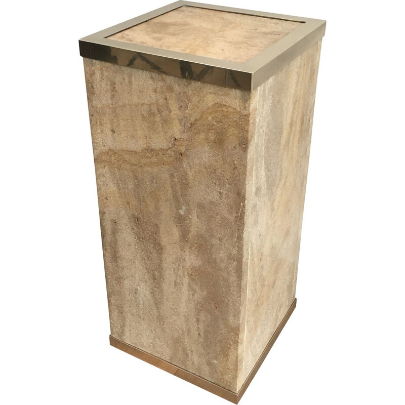 Vintage column Travertine and Brass 1970