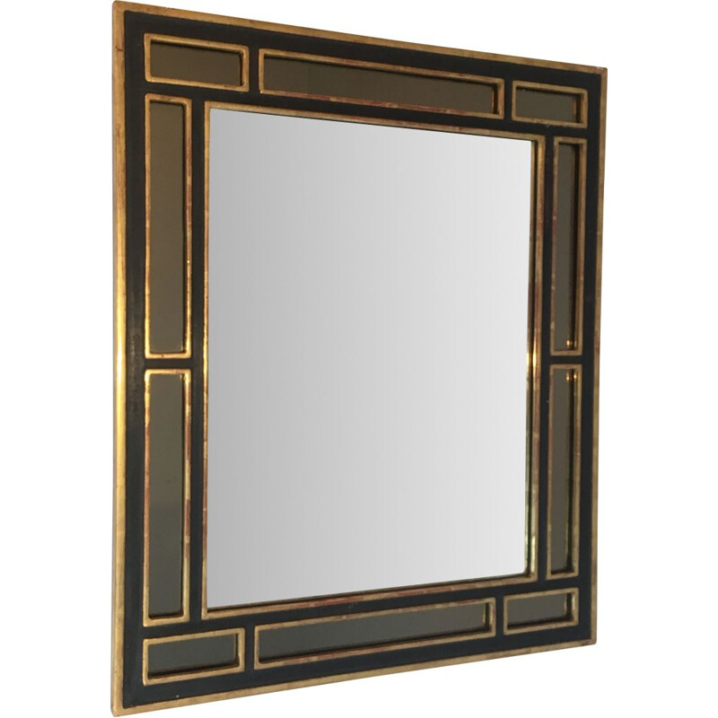 Vintage mirror in gilded wood and polychrome, 1970