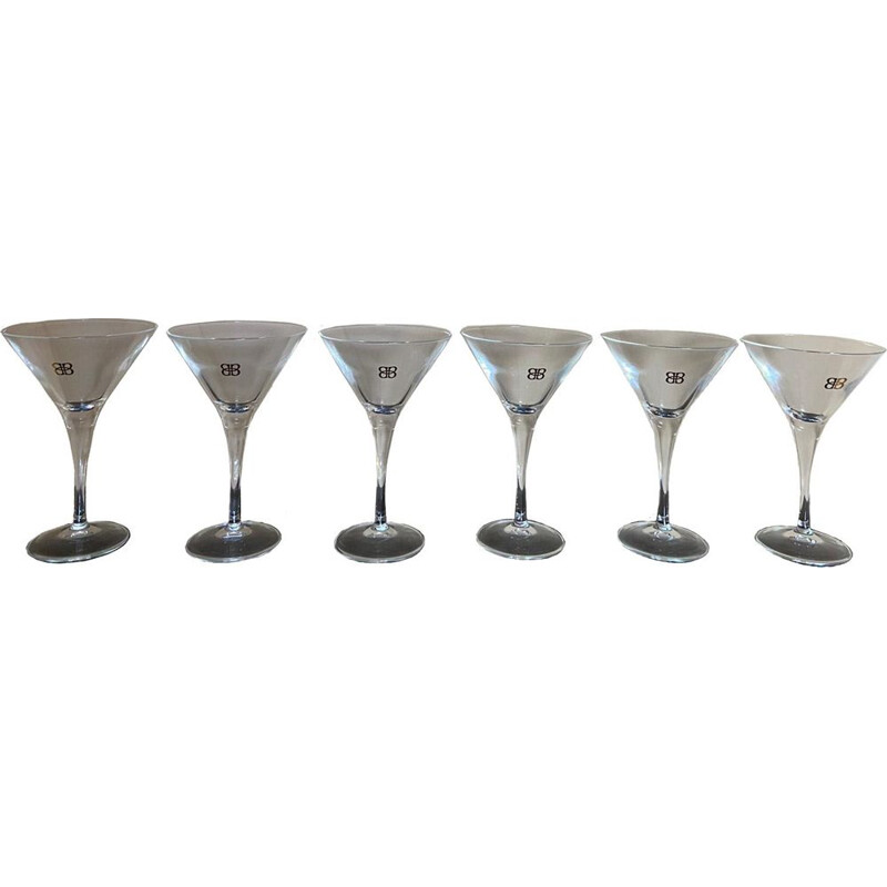 Set of 6 vintage Martini Glasses  Gold Writing 1970s