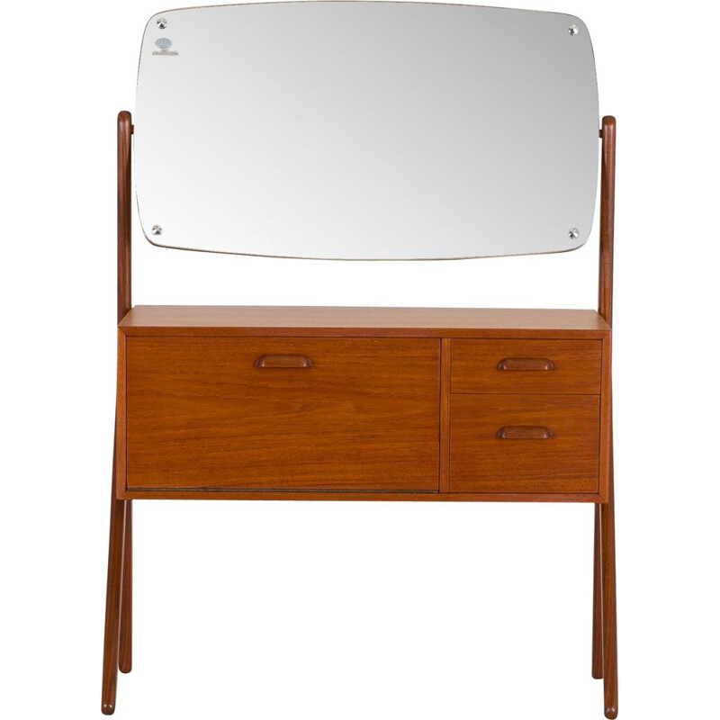 Vintage Teak Y-Leg Vanity with adjustable Mirror by Olholm Mobler Danish 1960s