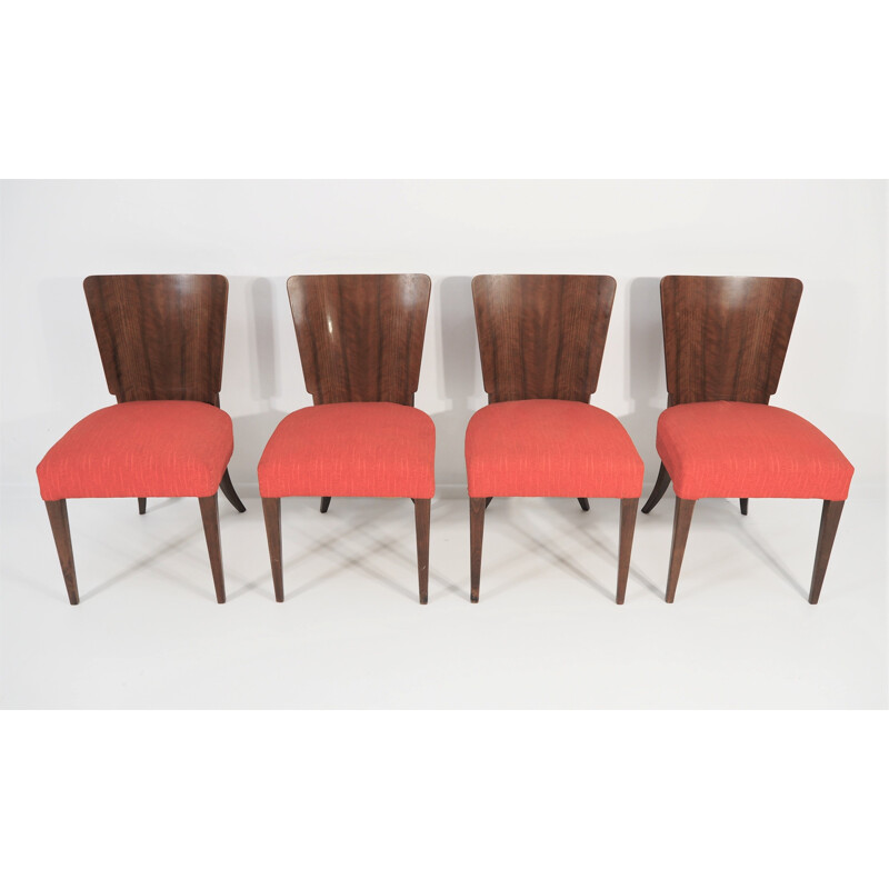 Set of 4 vintage chairs by Jindřich Halabala for Thonet 1940