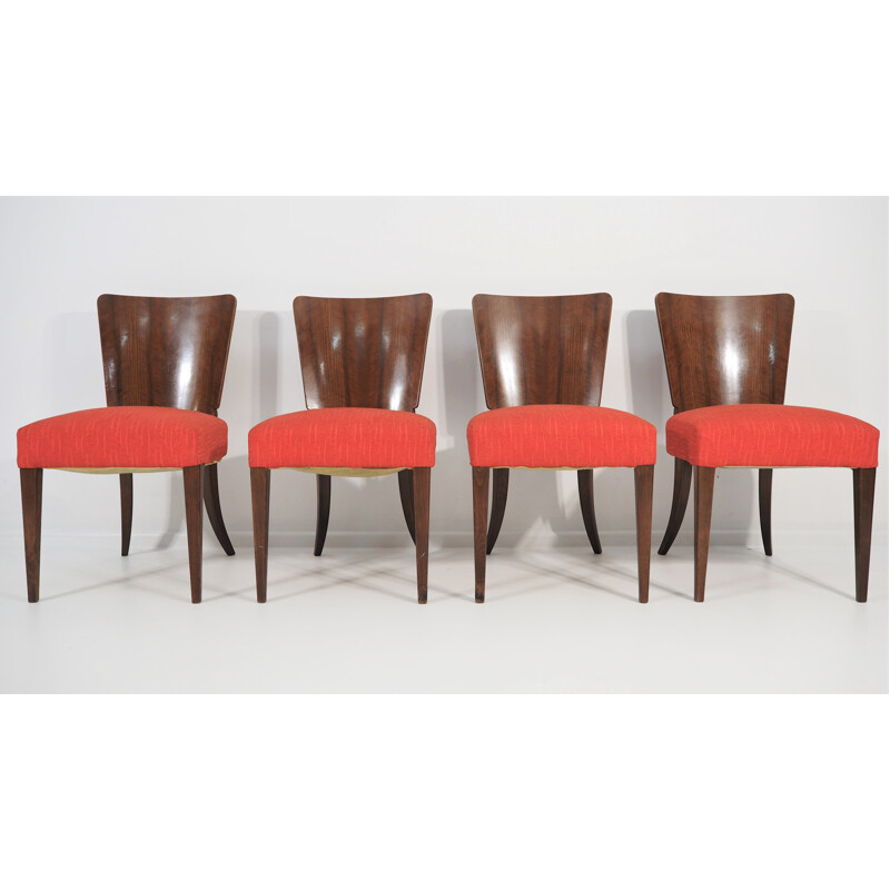 Set of 4 vintage chairs by Jindřich Halabala for Thonet 1940