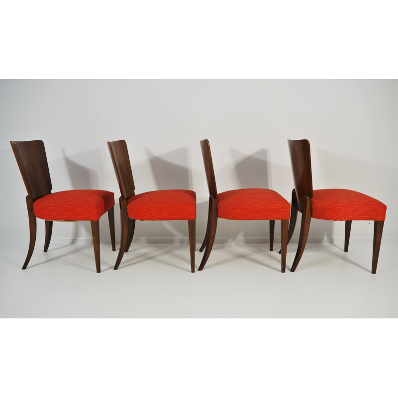 Set of 4 vintage chairs by Jindřich Halabala for Thonet 1940