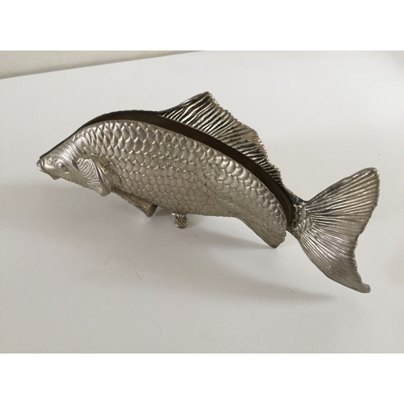 Vintage Fish Decoration in silver plated steel