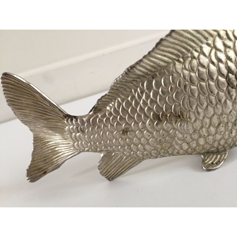 Vintage Fish Decoration in silver plated steel