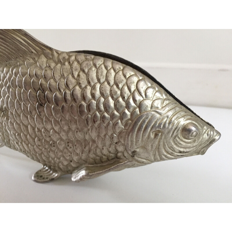 Vintage Fish Decoration in silver plated steel