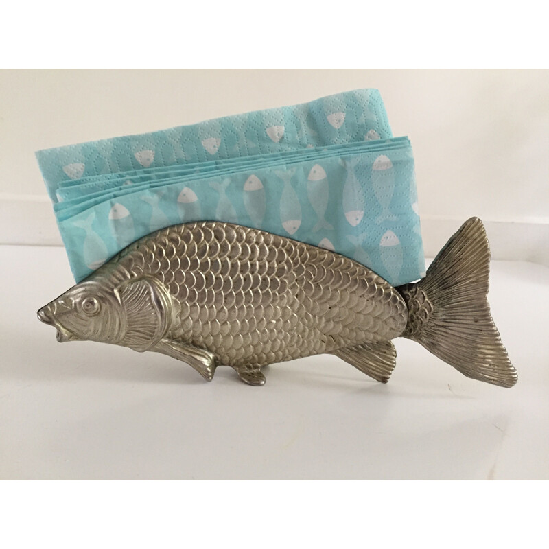 Vintage Fish Decoration in silver plated steel