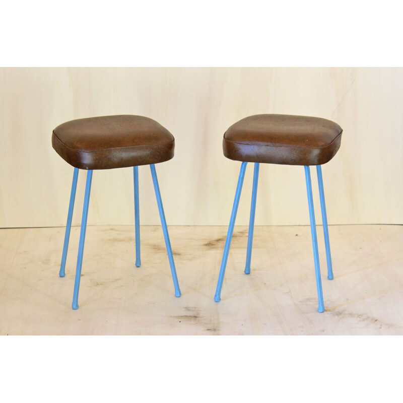 Lot de deux tabourets vintage bas 1960