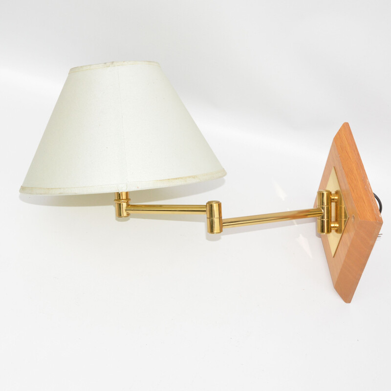 Vintage wall lamp with movable arm lampshade, France 1970