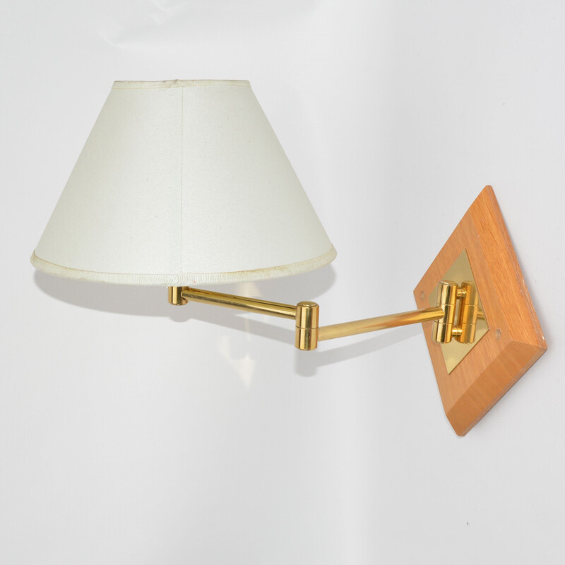 Vintage wall lamp with movable arm lampshade, France 1970