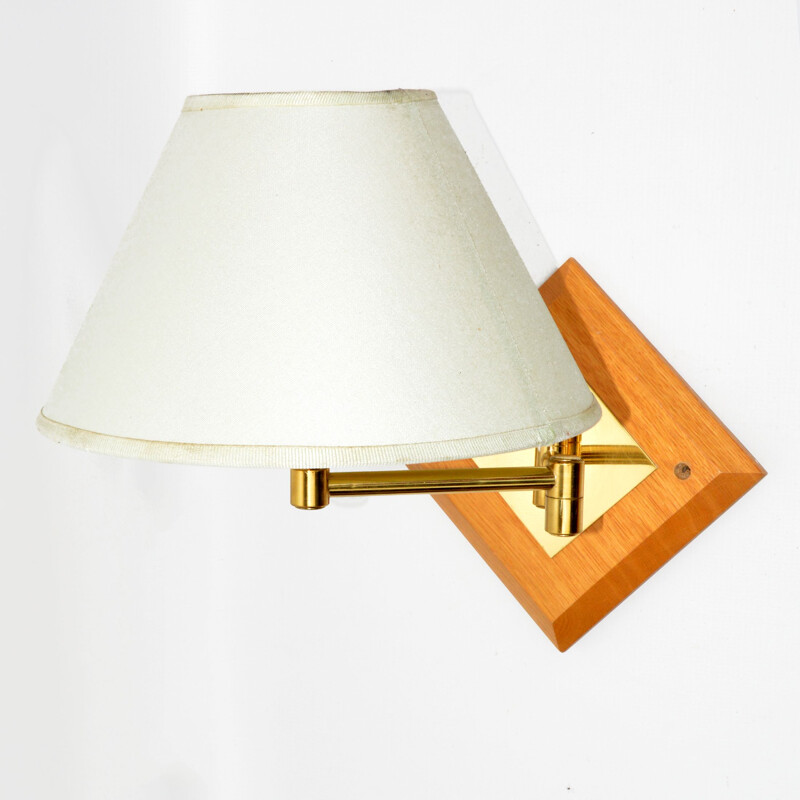 Vintage wall lamp with movable arm lampshade, France 1970