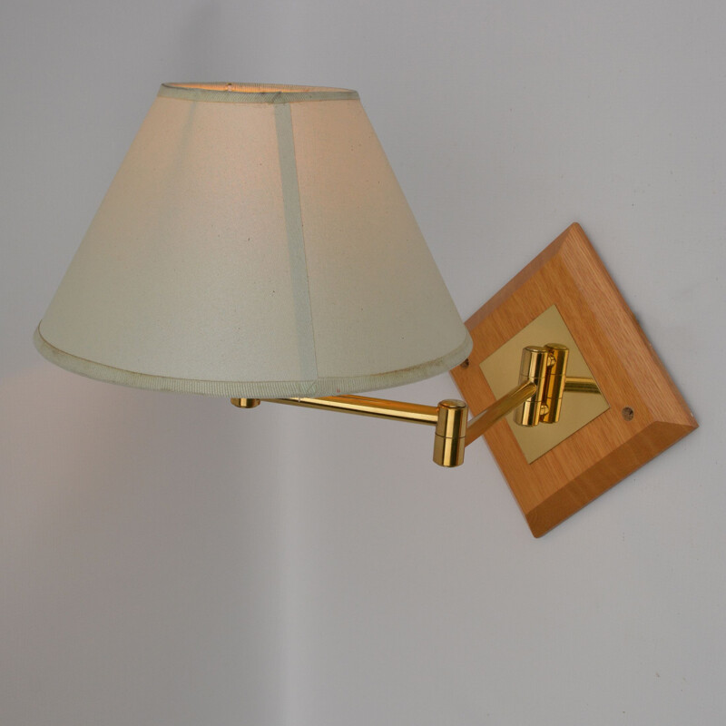 Vintage wall lamp with movable arm lampshade, France 1970