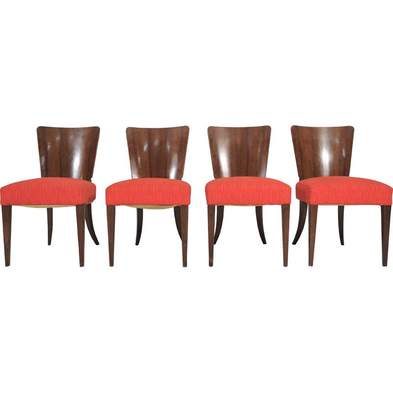 Set of 4 vintage chairs by Jindřich Halabala for Thonet 1940