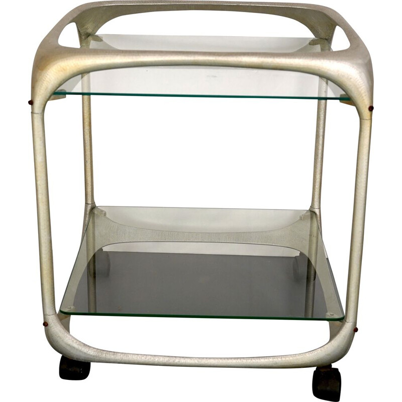 Vintage aluminium bar trolley by Lorenzo Burchiellaro Italy1970