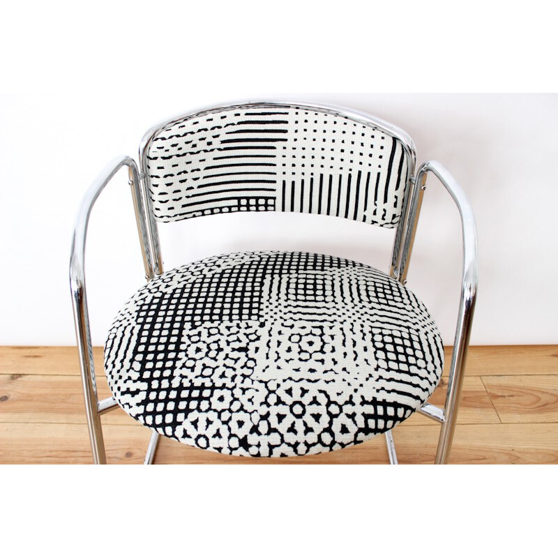 Finnish Lepo Finn armchair with black and white fabric - 1970s