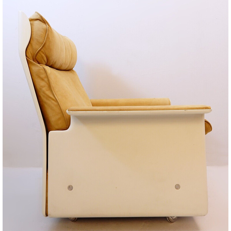 Chaise Longue vintage 620 En Cuir Nubuck Camel Par Dieter Rams Pour Vitsœ 1962