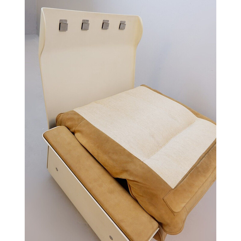 Chaise Longue vintage 620 En Cuir Nubuck Camel Par Dieter Rams Pour Vitsœ 1962