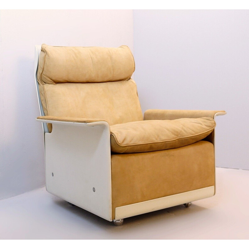 Vintage Chaise Longue From The 620 Nubuck Camel Leather Chair Program By Dieter Rams For Vitsœ 1962
