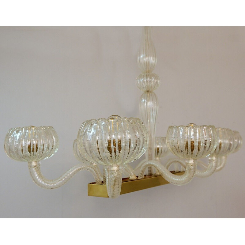Vintage chandelier by Ercole Barovier Murano 8 Luminous Arms 1930