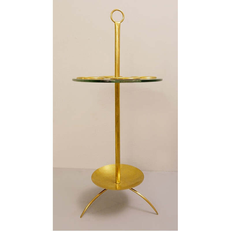 Vintage brass and glass tripod umbrella stand Italian 