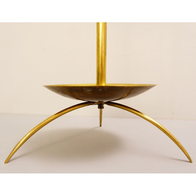 Vintage brass and glass tripod umbrella stand Italian 